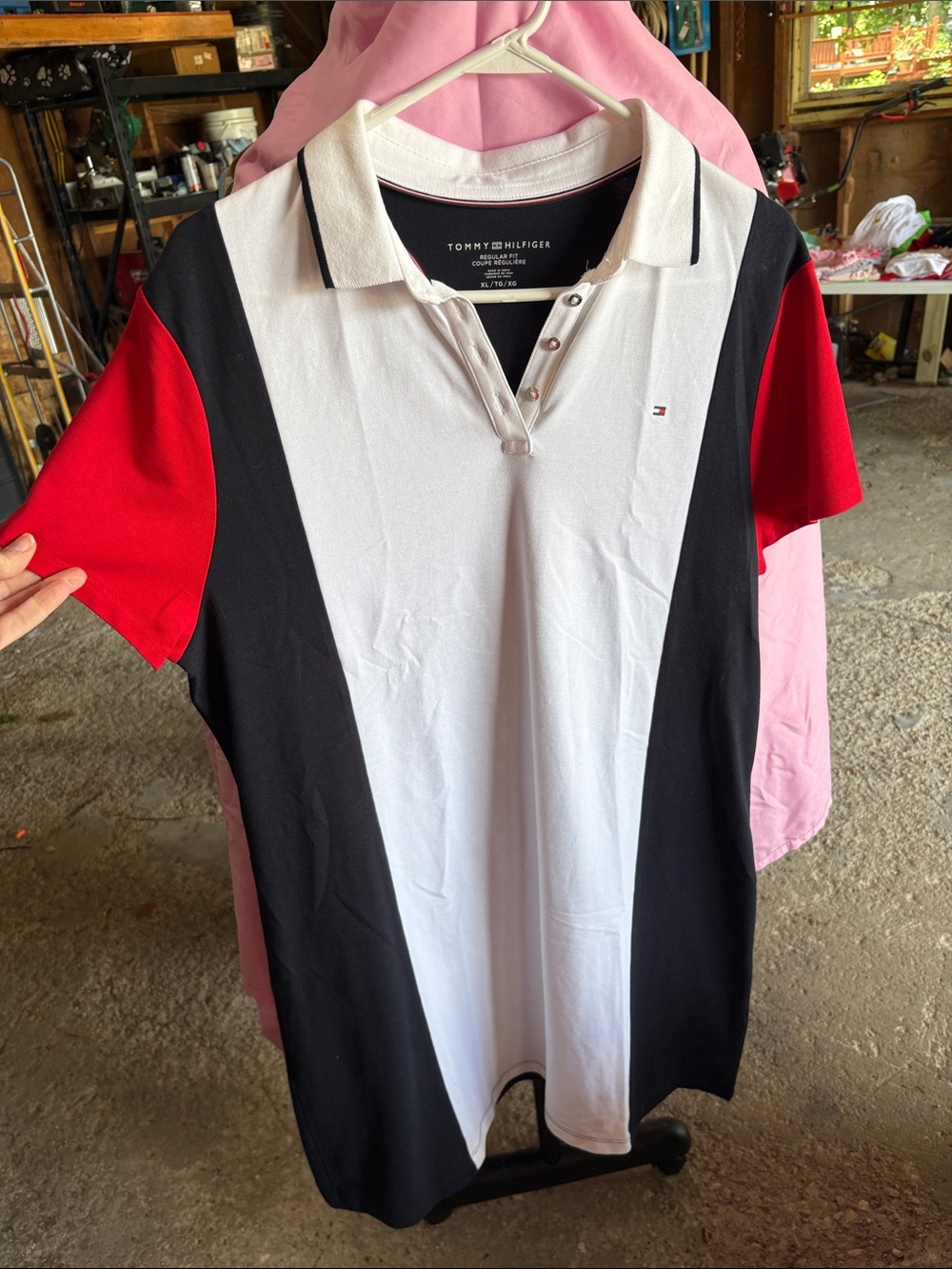 Tommy Hilfiger Vertical Colorblock short dress — White, Navy & Red